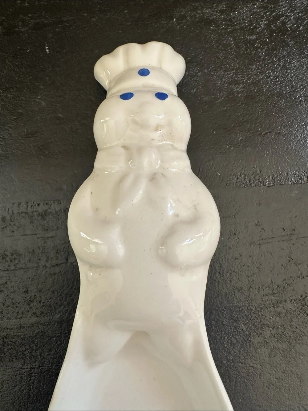 White Ceramic Spoon Rest featuring the Pillsberry Doughboy.